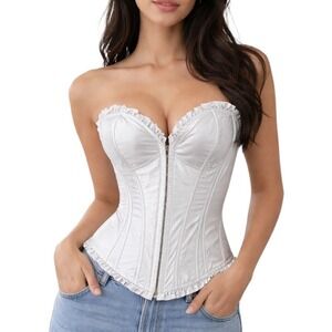 Victorias Secret Sexy Little Things Y2K Silver Ruffle Corset Bustier L Romantic